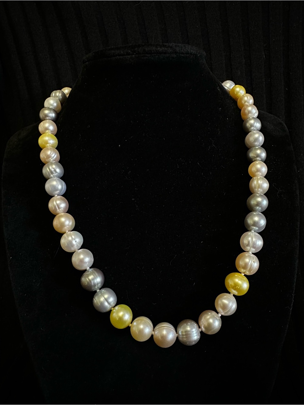 Honora Multi Colored Freshwater Peal Necklace 925 Silver Classy 17”